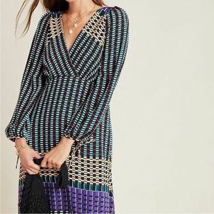Maeve by Anthropologie Gianna Tunic Dress Size 12 NWT Geometric Retro Midi
